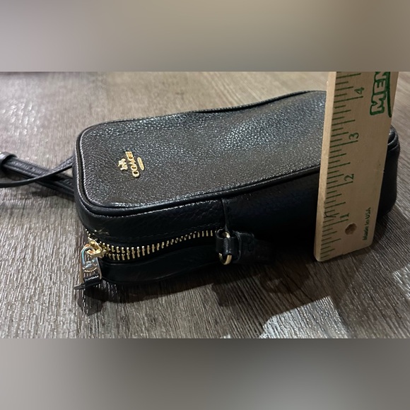 Coach Crossbody Purse Black Pebbled Leather Phone Authentic - Picture 9 of 9